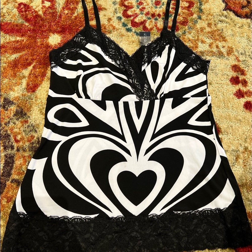 White House Black Market camisoles, two different geometric styles